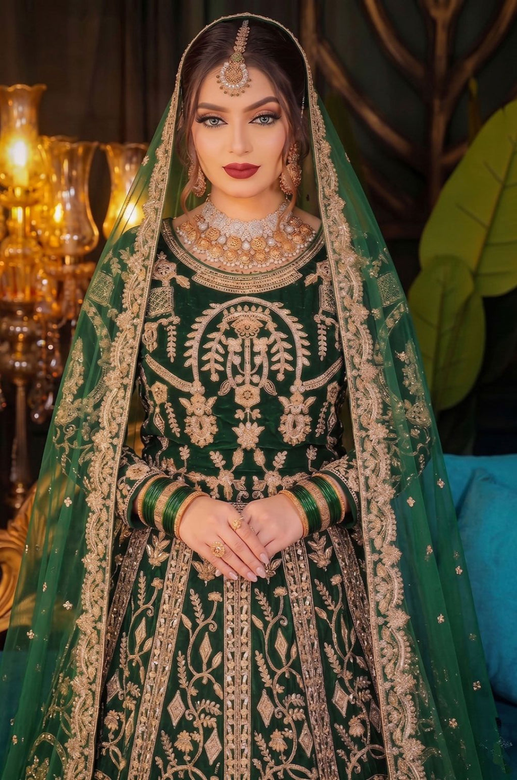 Green Velvet Salwar Kameez - SFSA573402