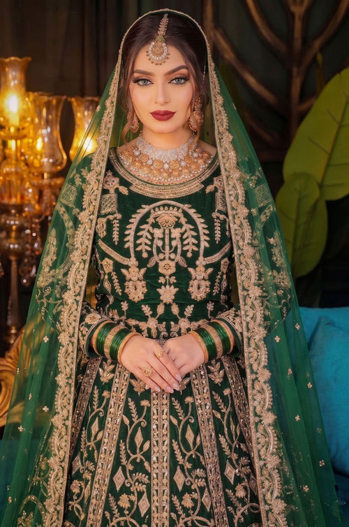 Green Velvet Salwar Kameez - SFSA573402