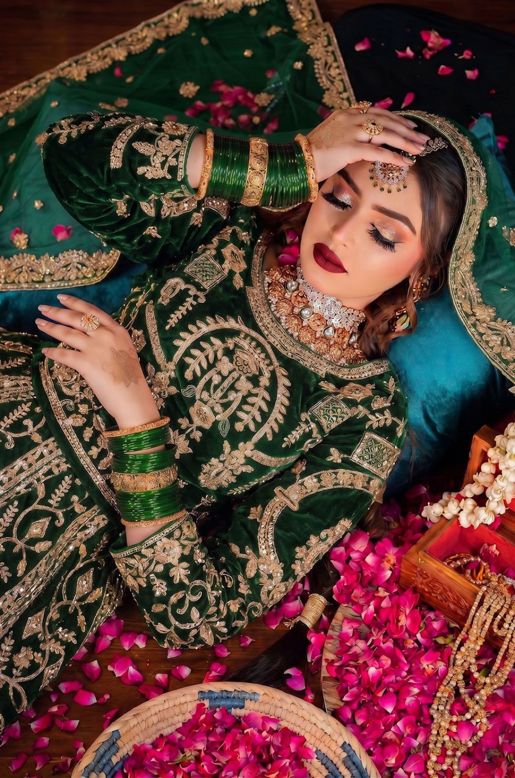 Green Velvet Salwar Kameez - SFSA573402