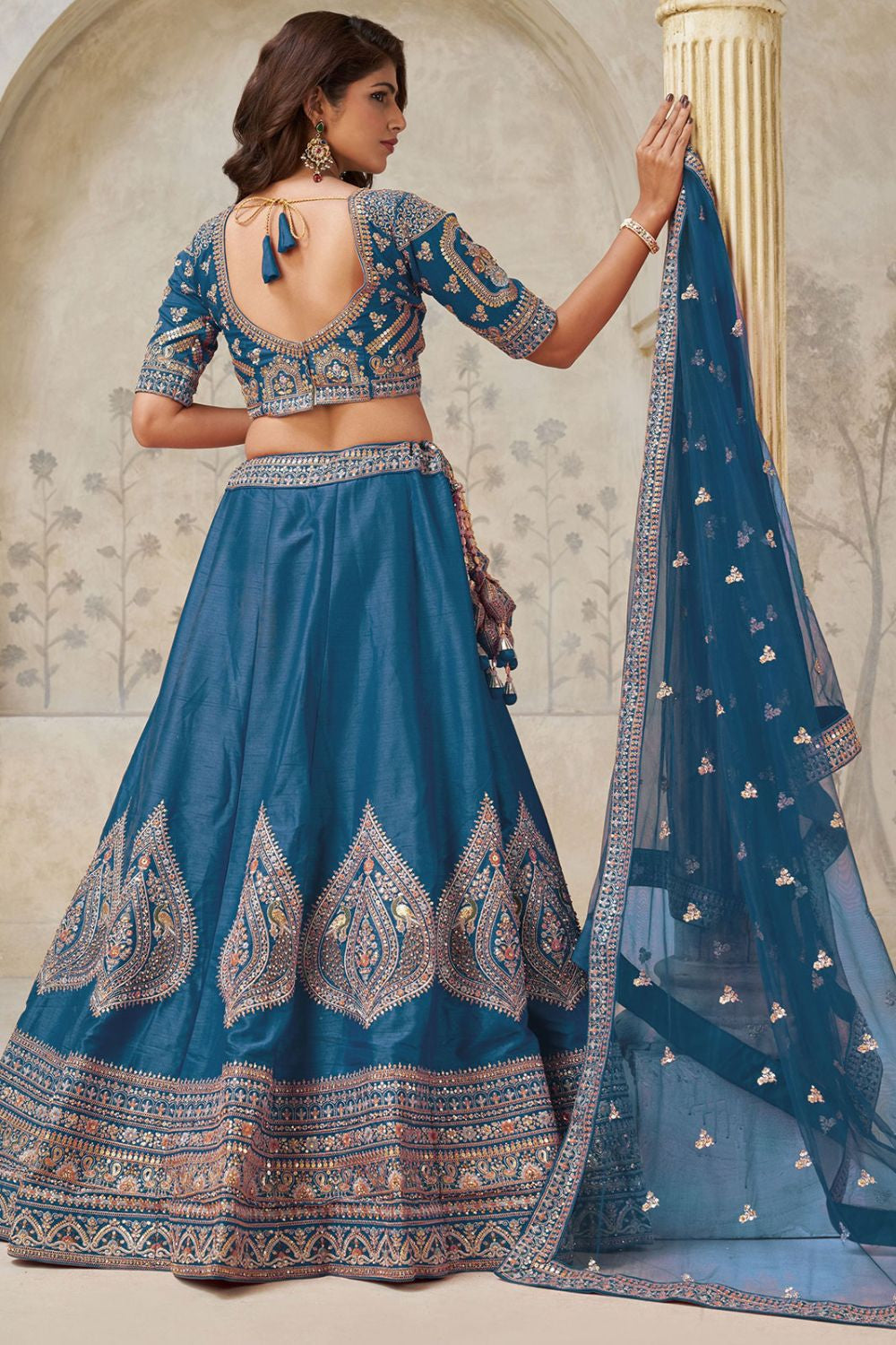 Blue Bridal Silk Lehenga Choli Set  SFSMT54111