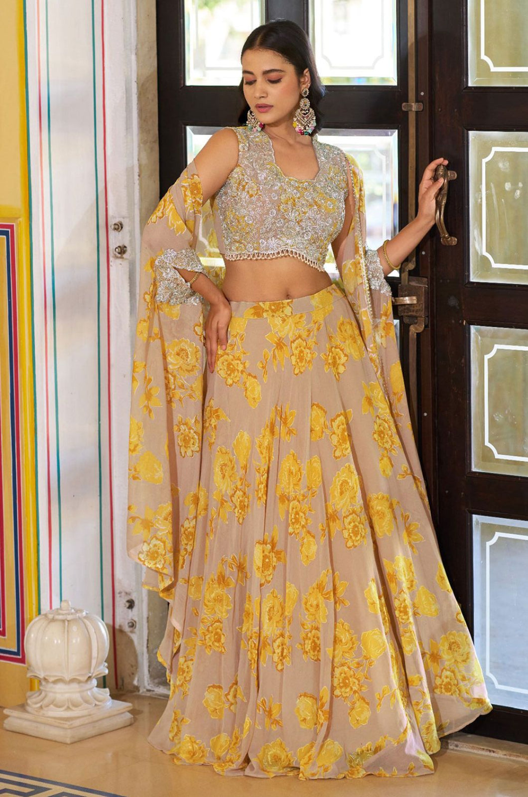 Beige Georgette Lehenga Choli - SFFK39602
