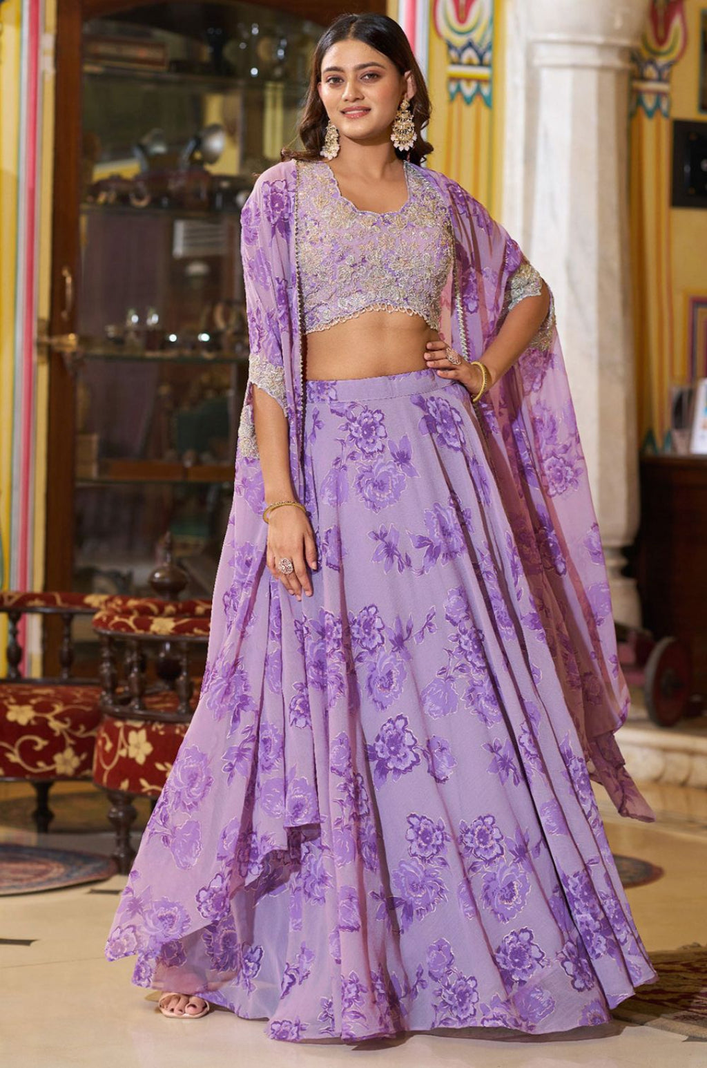 Purple Georgette Lehenga Choli - SFFK39603