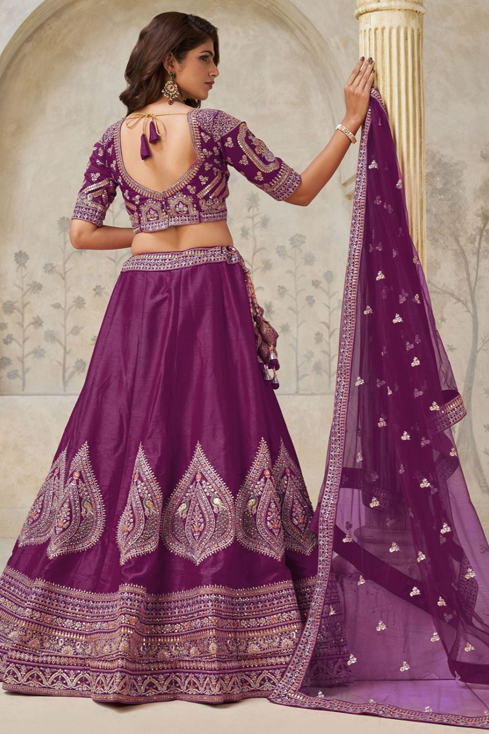 Purple Bridal Silk Lehenga Choli Set  SFSMT54112