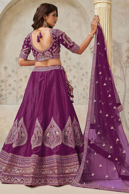 Purple Bridal Silk Lehenga Choli Set  SFSMT54112