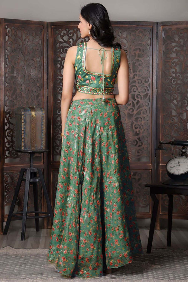 Green Organza Engagement Lehenga Choli  SFFK26202R