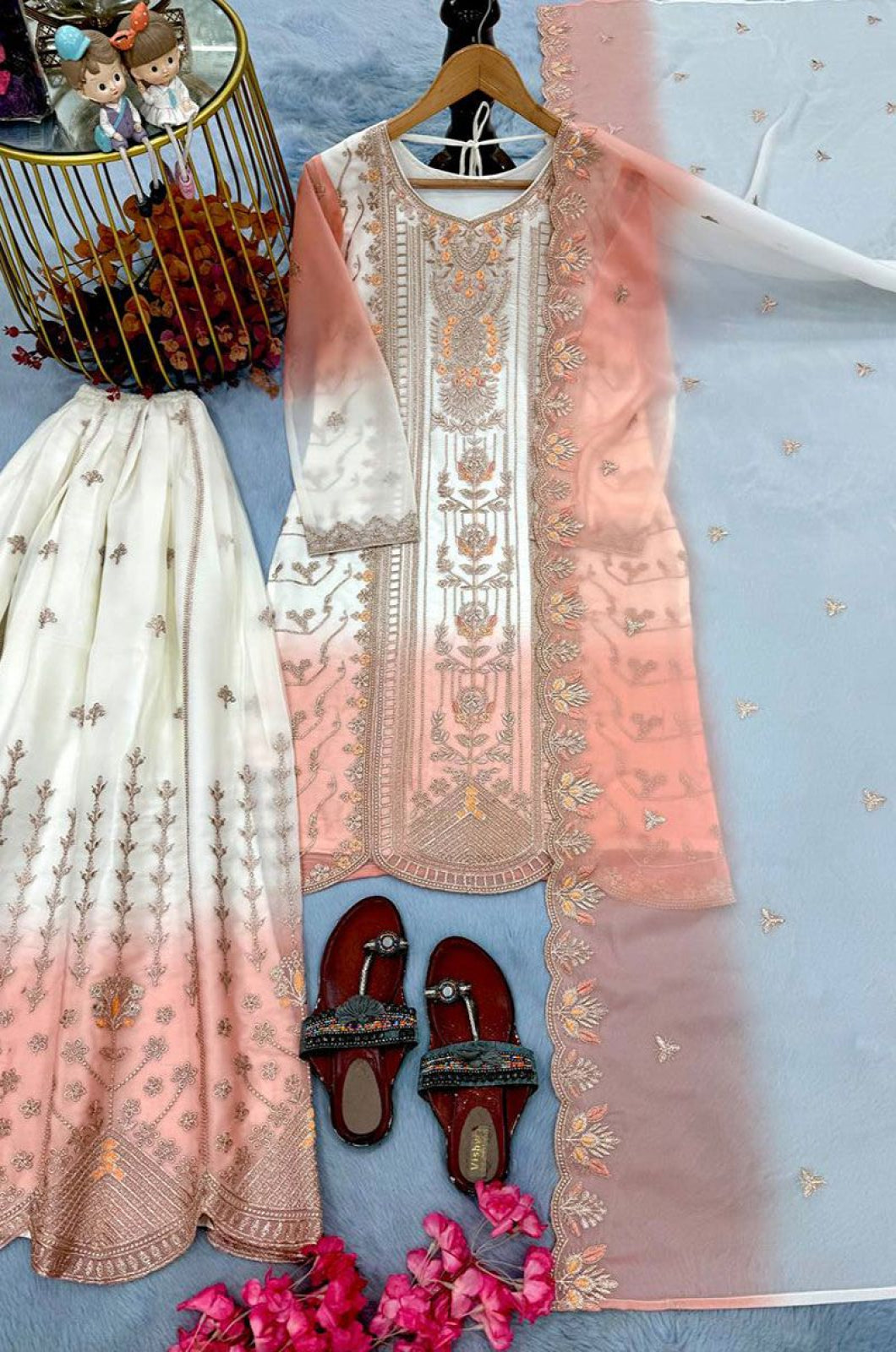 White Georgette Salwar Kameez - SFFK39803R