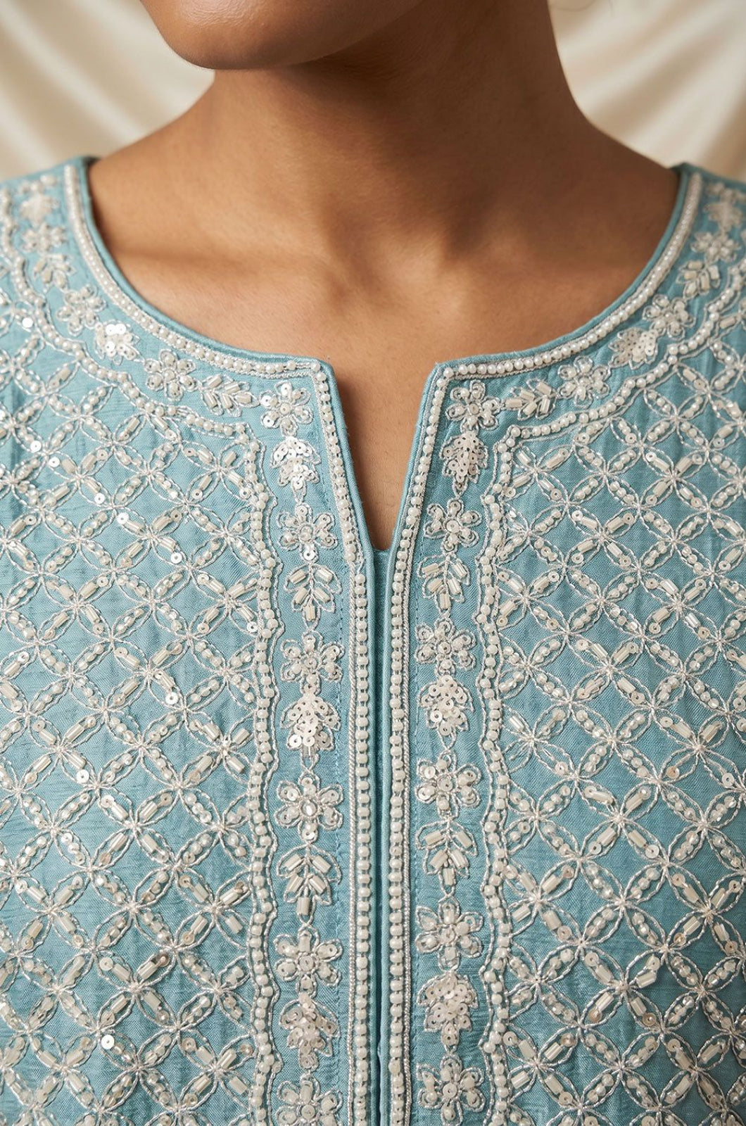 Blue Silk Salwar Kameez - SFEDC29902R