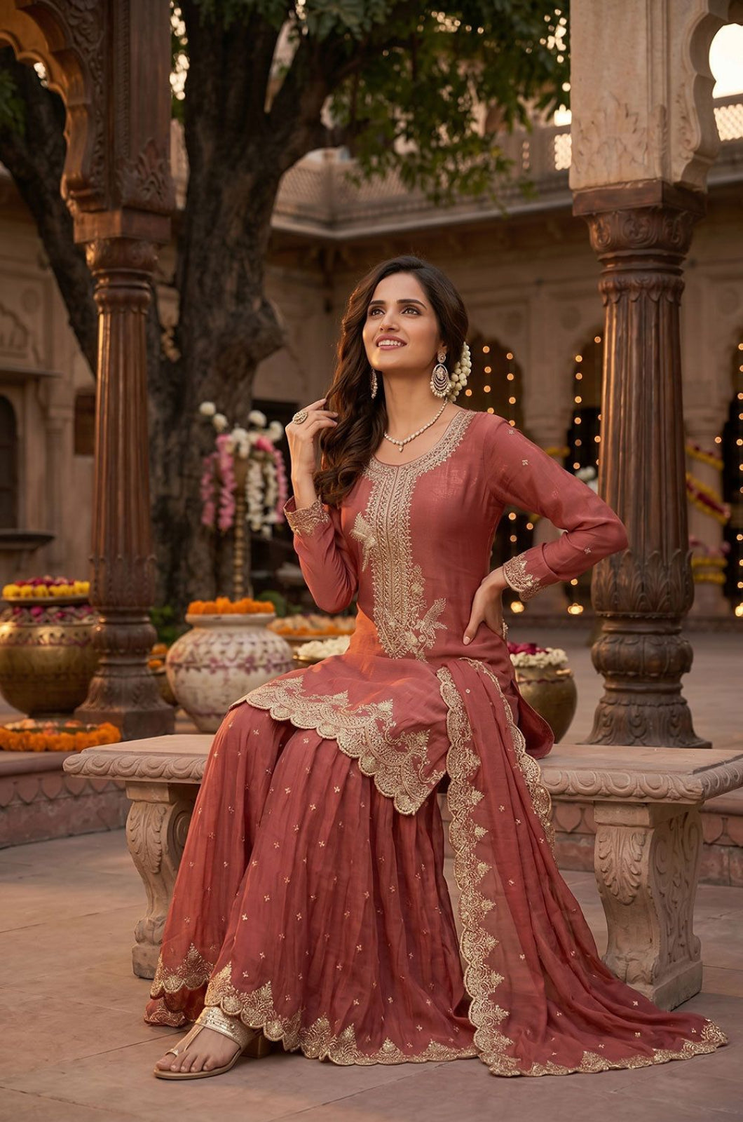Brown Silk Salwar Kameez - SFEDC30004R