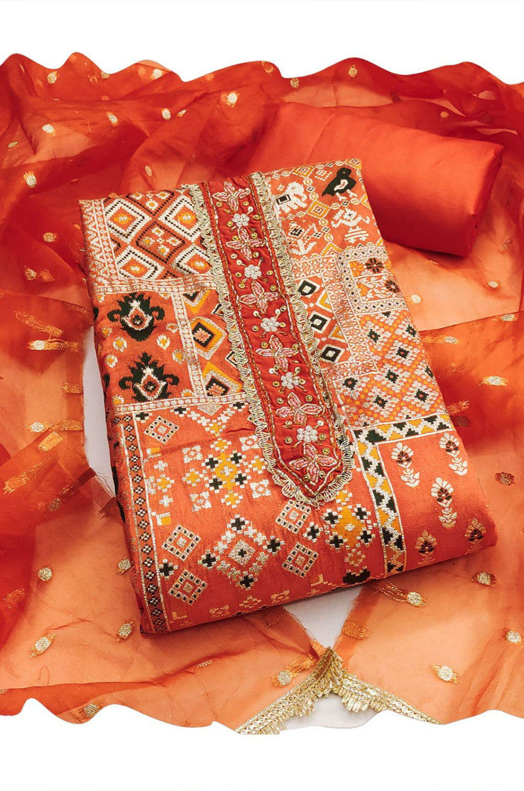 Orange Banarasi Salwar Kameez - SFEDC29102