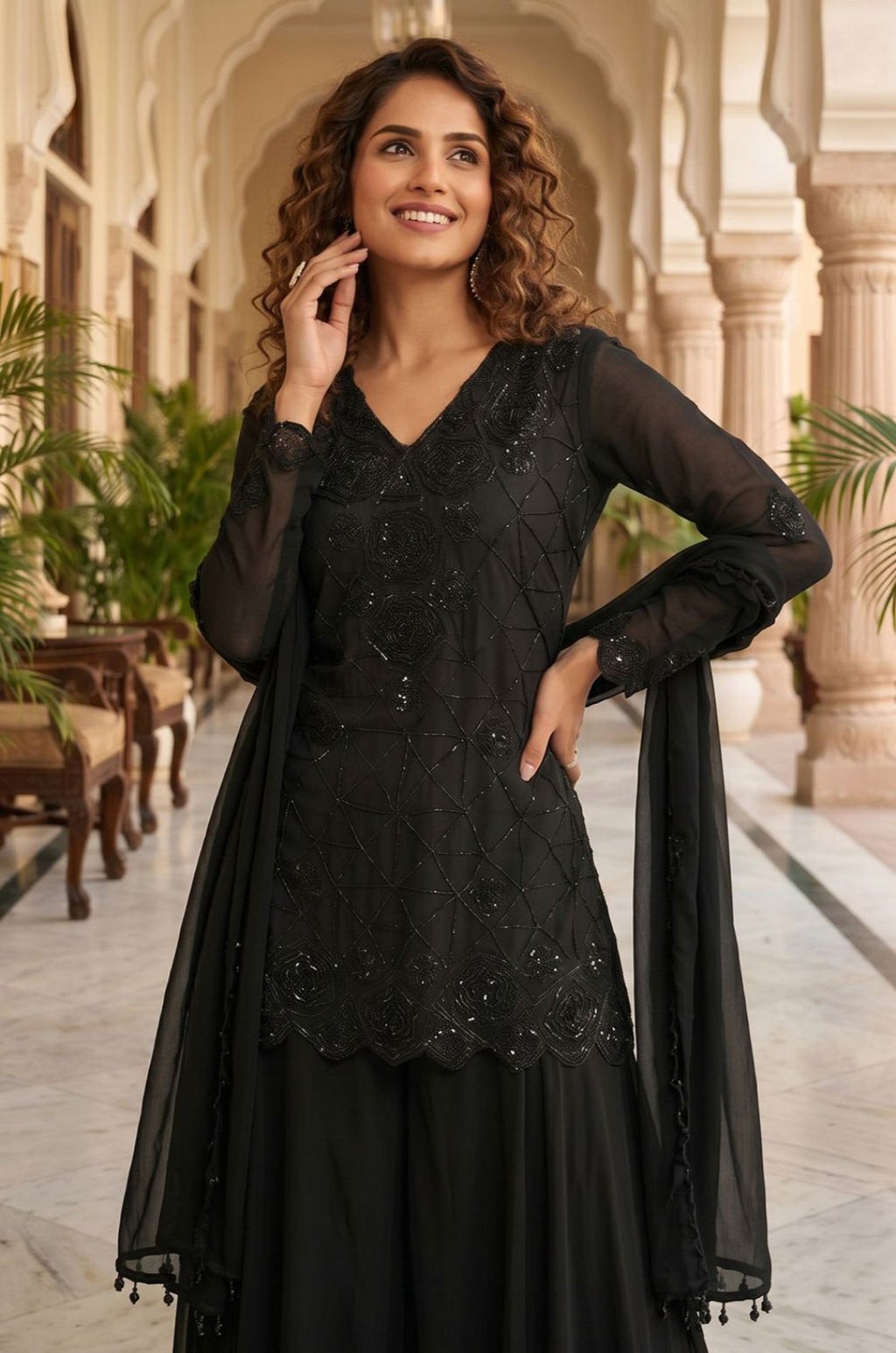 Black Other Salwar Kameez - SFEDC30701R