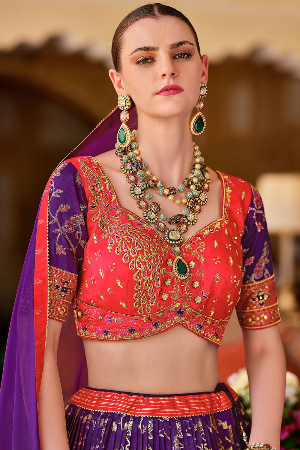 Purple Silk Sangeet Designer Engagement Lehenga SFSA481003R