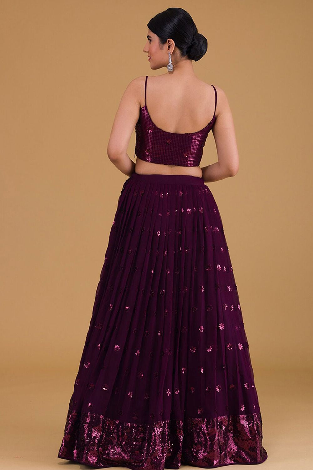 Purple Evening Party Georgette Lehenga Choli With Sequins Zari Work SFZC1903