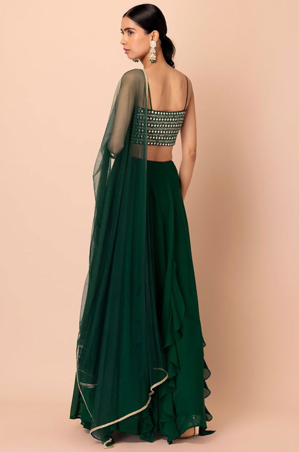 Green Georgette Lehenga Choli - SFZC4203