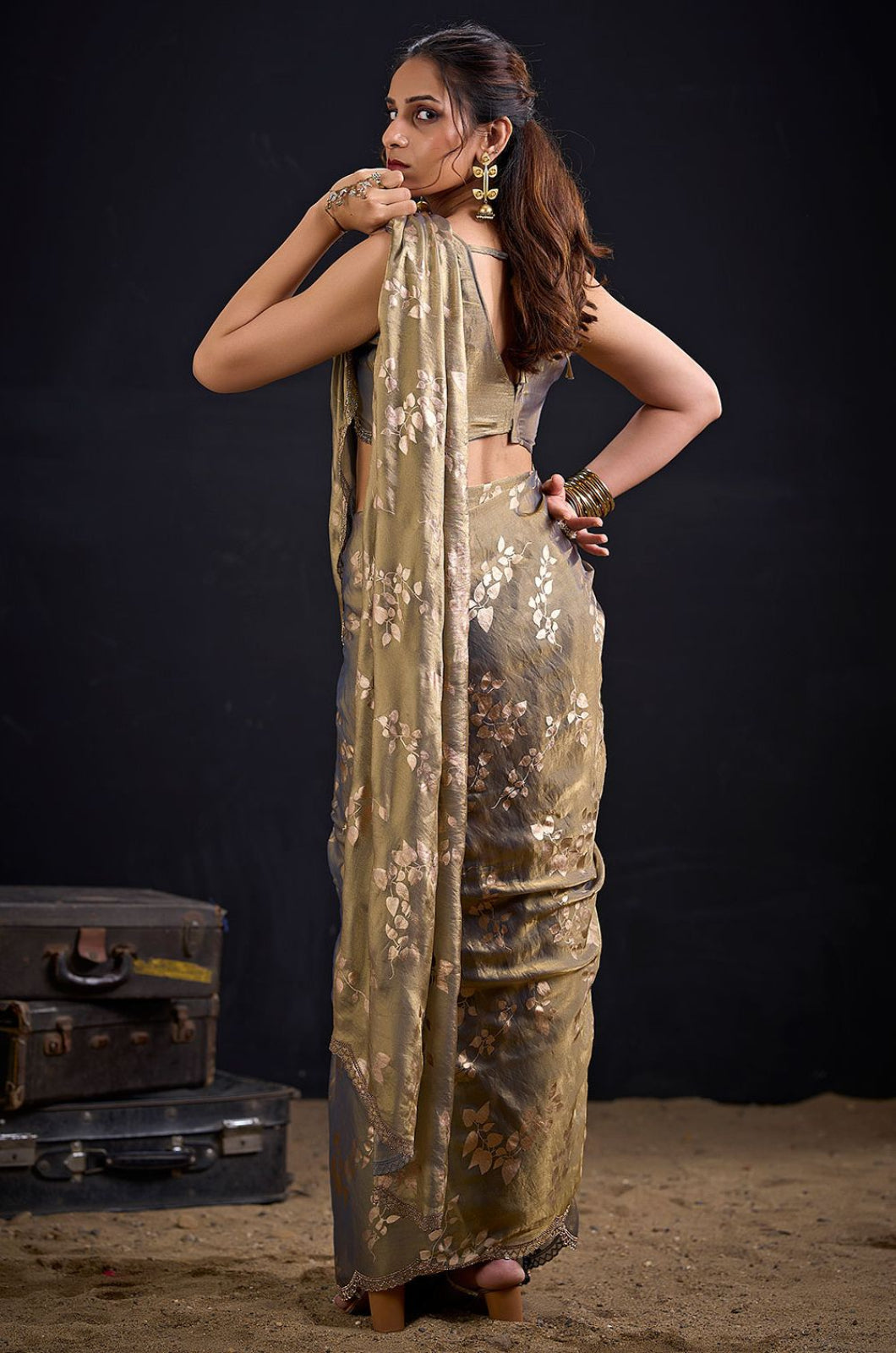 Grey Satin Sarees - SFSA571803