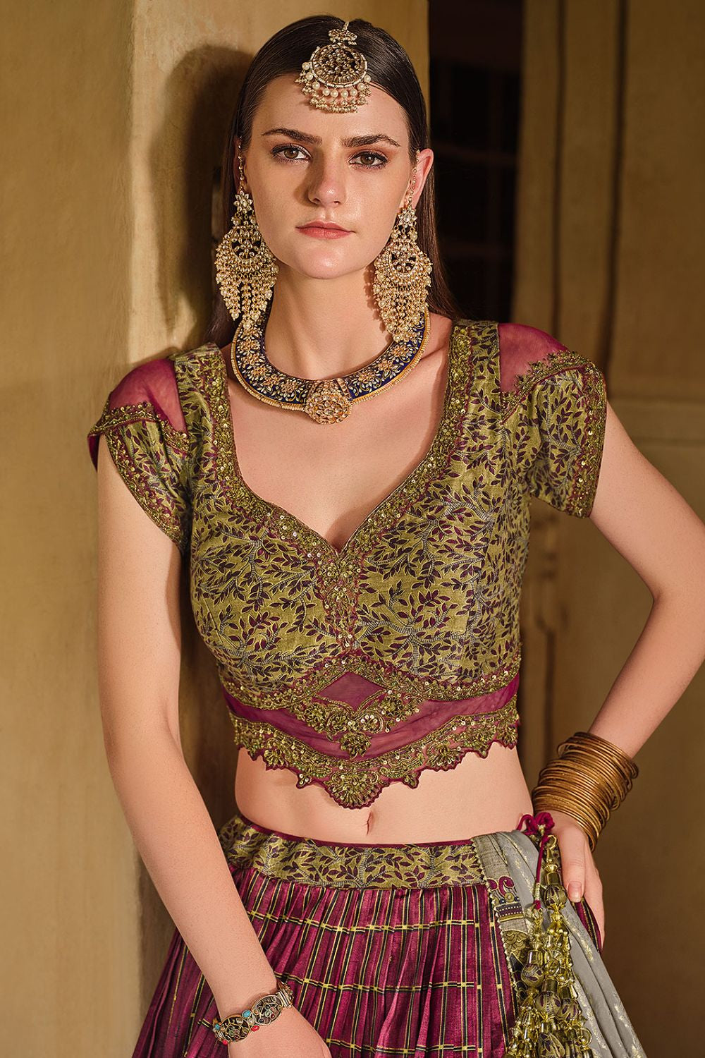 Maroon Engagement Silk Designer Lehenga SFSA481007R