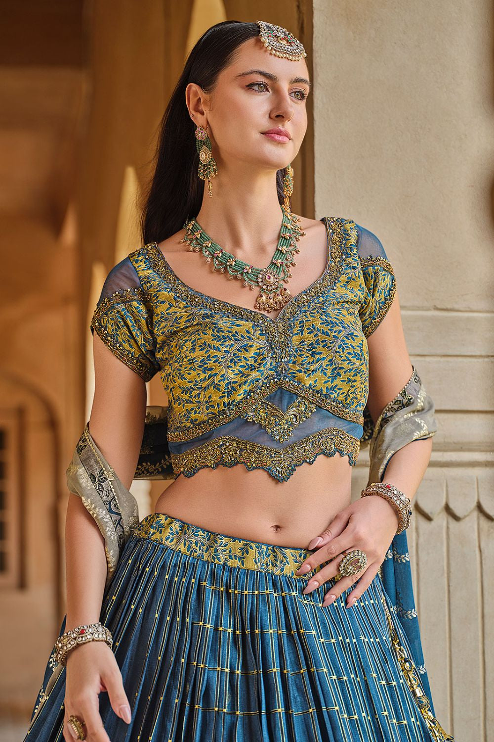 Blue Engagement Silk Designer Lehenga Set SFSA481008R