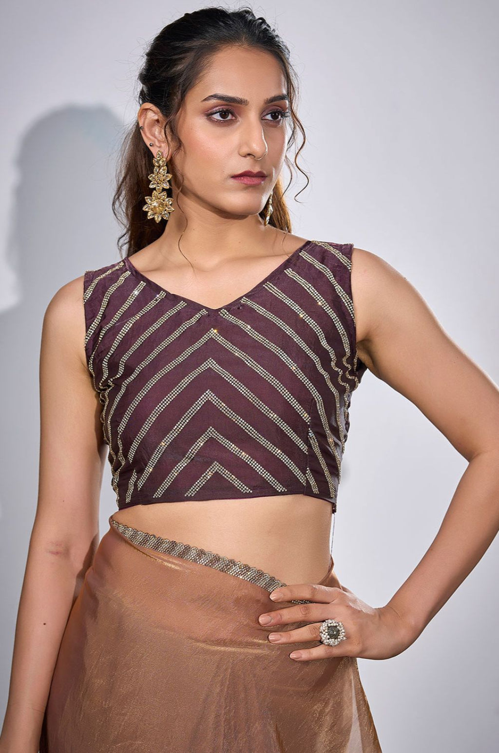 Brown Satin Sarees - SFSA572003