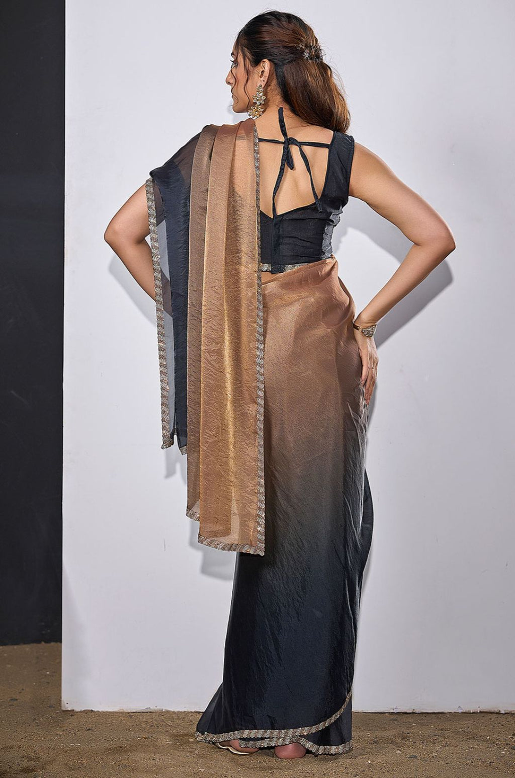 Black Satin Sarees - SFSA572005