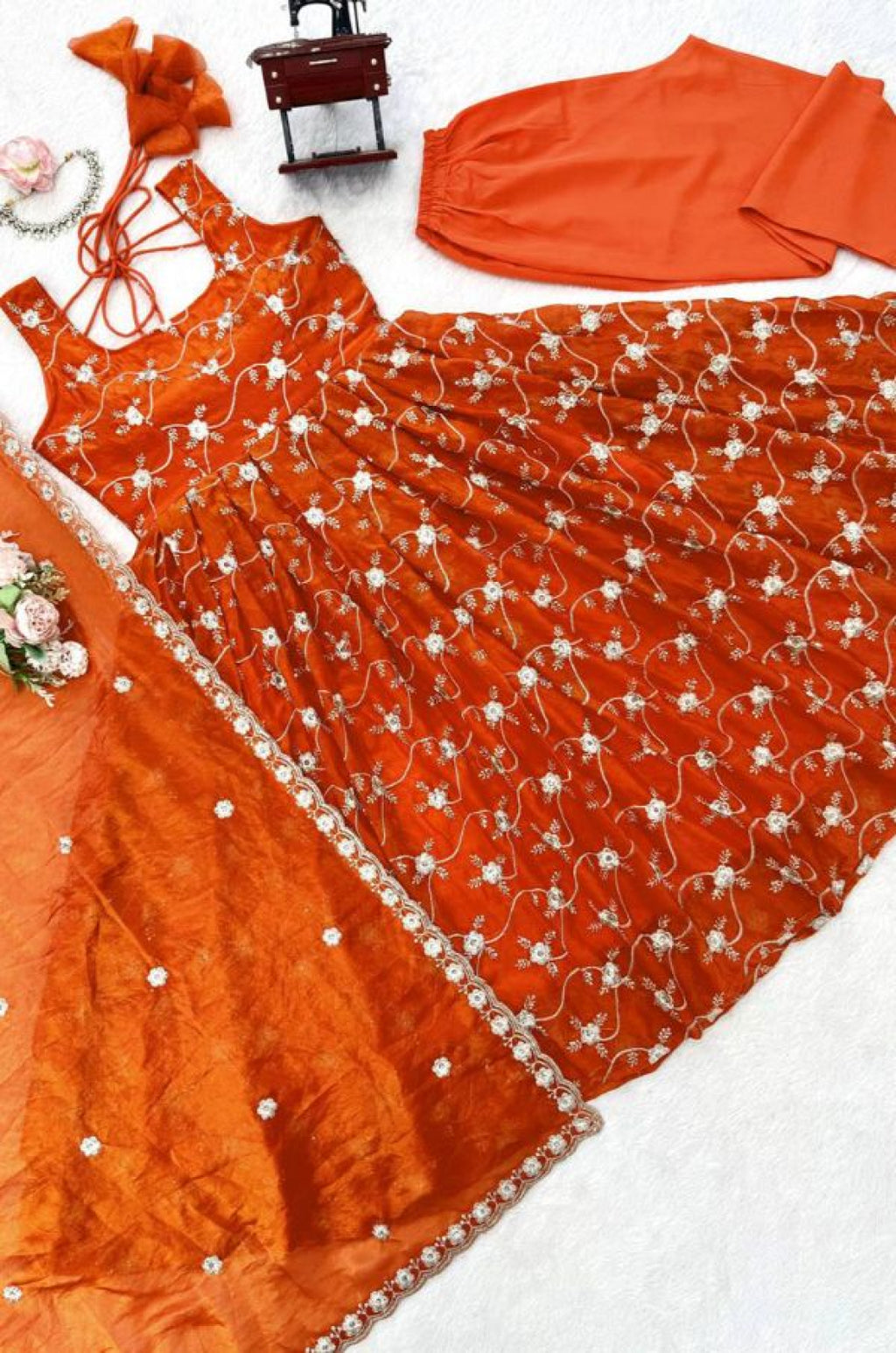 Orange Silk Salwar Kameez - SFFK37901R