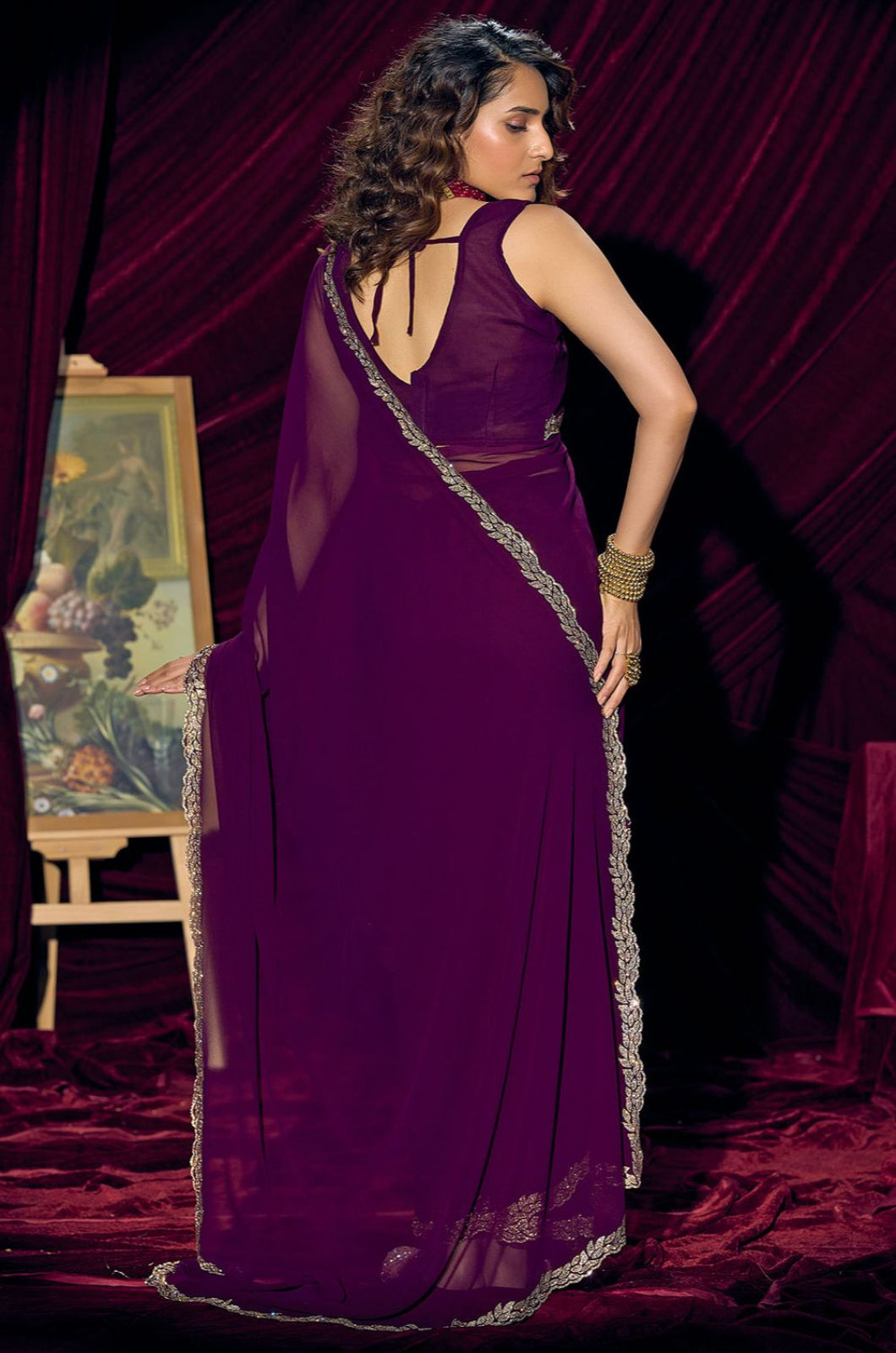 Purple Georgette Sarees - SFSA572103