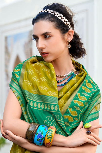 Green Soft Silk Print Casual Saree SFSJDN30602