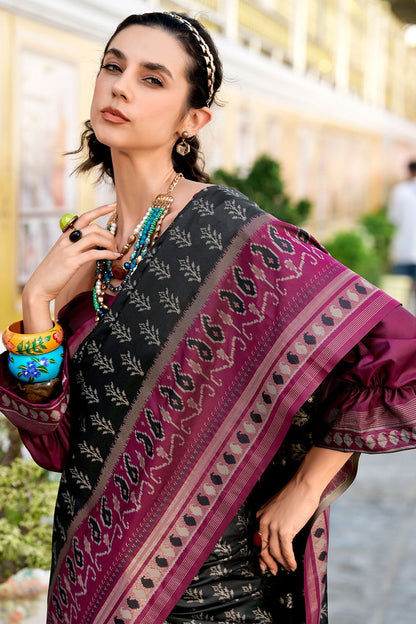 Black  Soft Silk Print Casual Saree SFSJDN30605
