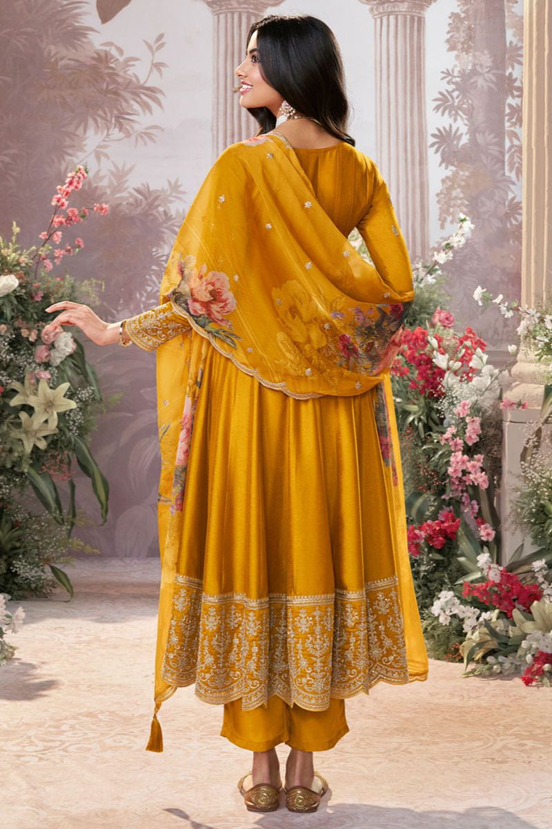 Yellow Silk Salwar Kameez - SFVNF2106R