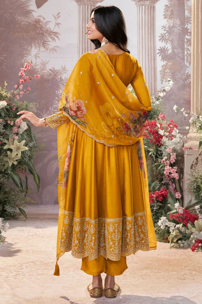 Yellow Silk Salwar Kameez - SFVNF2106R