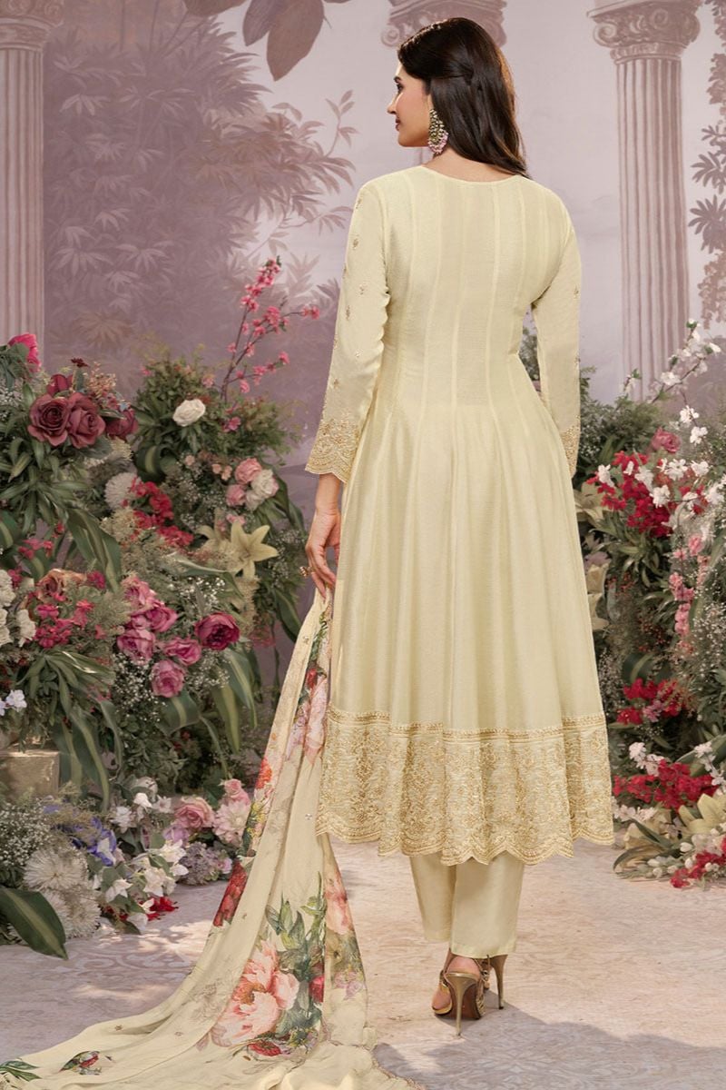 Off White Silk Salwar Kameez - SFVNF2108R