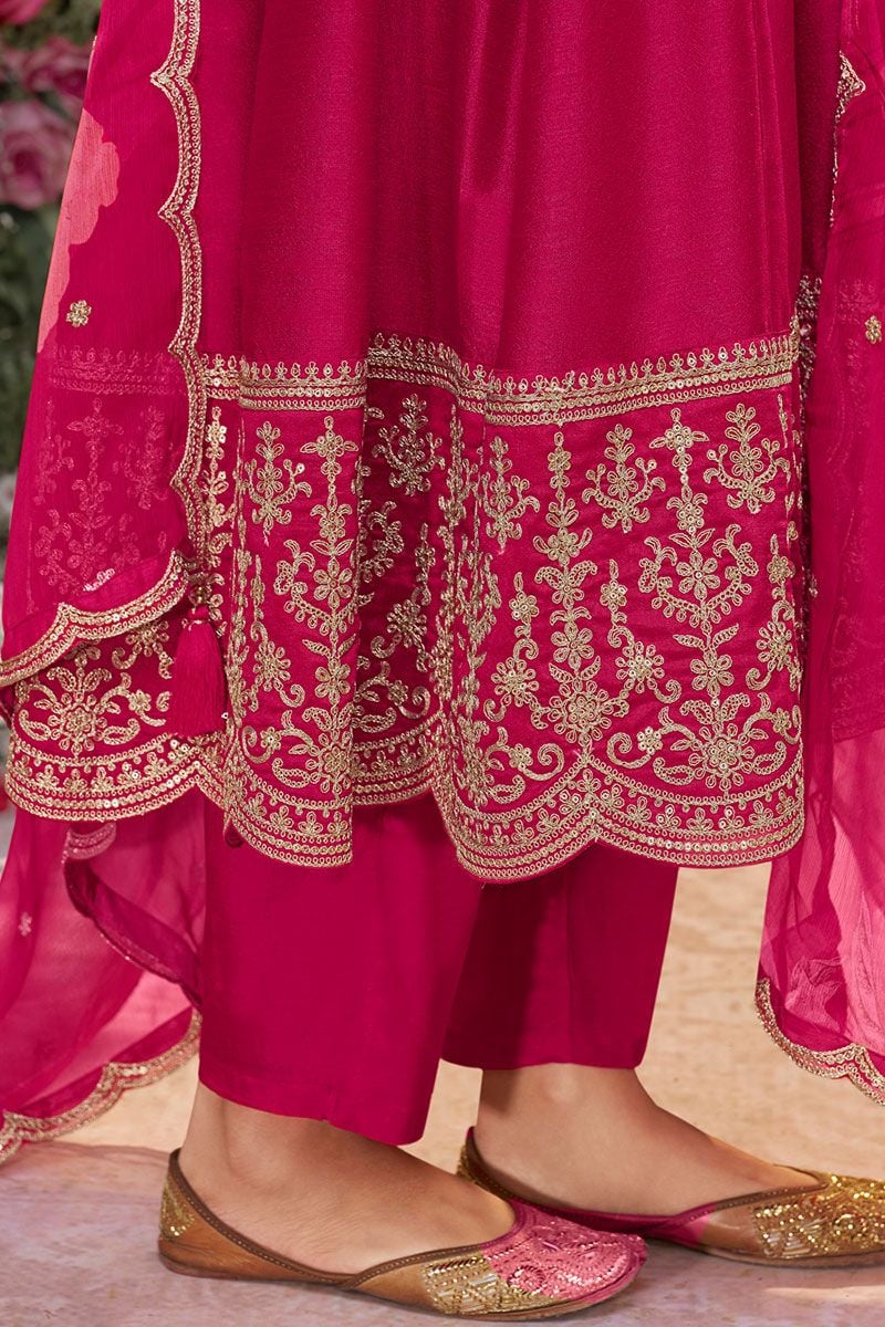 Rani Pink Silk Salwar Kameez - SFVNF2109R