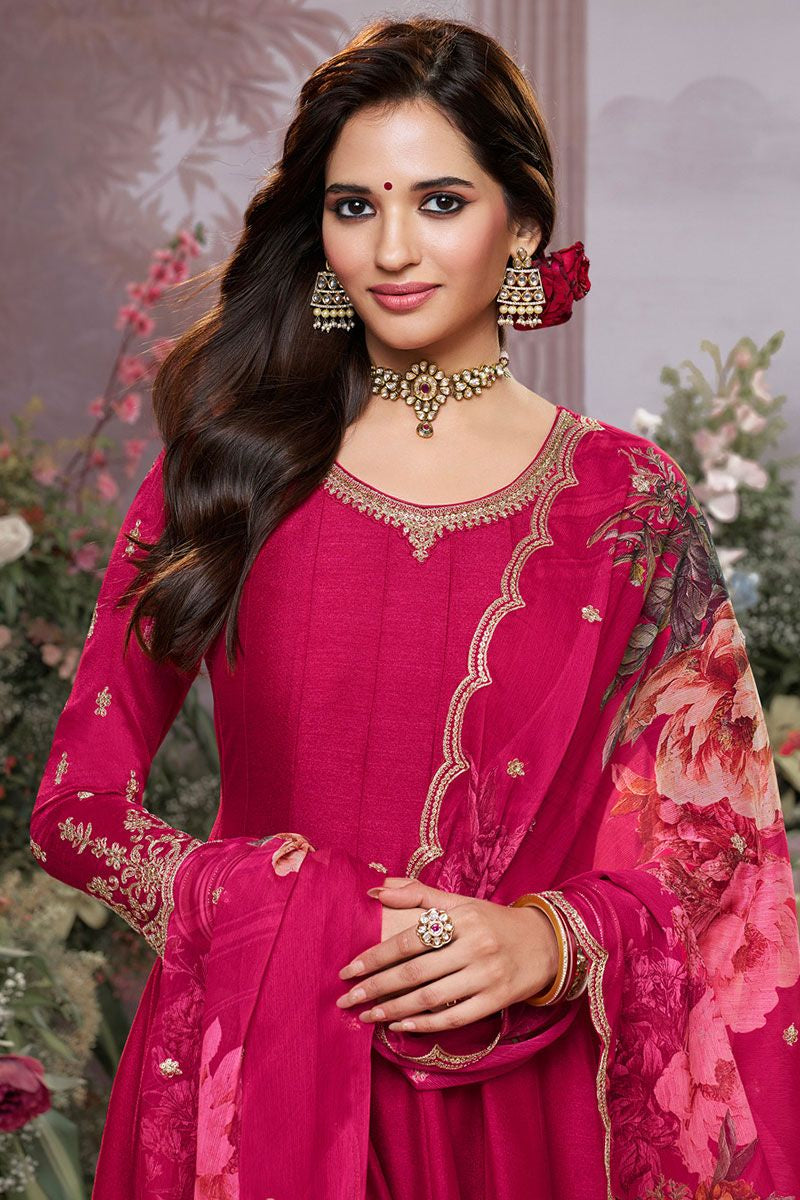 Rani Pink Silk Salwar Kameez - SFVNF2109R