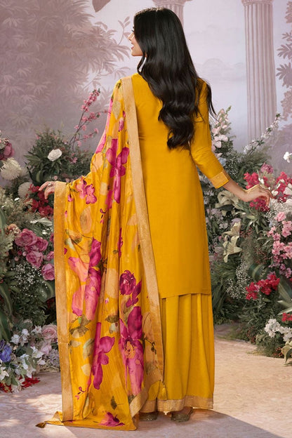 Yellow Dola Silk Salwar Kameez - SFVNF2111R