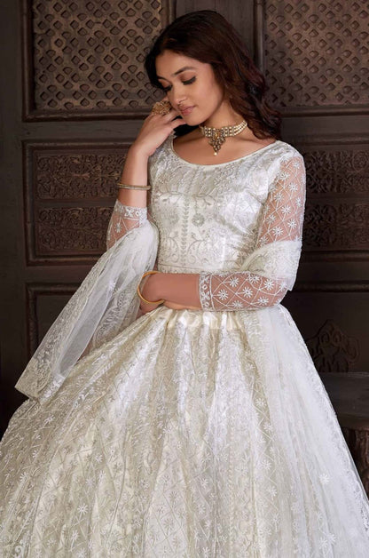 White Net Lehenga Choli - SFROY474806