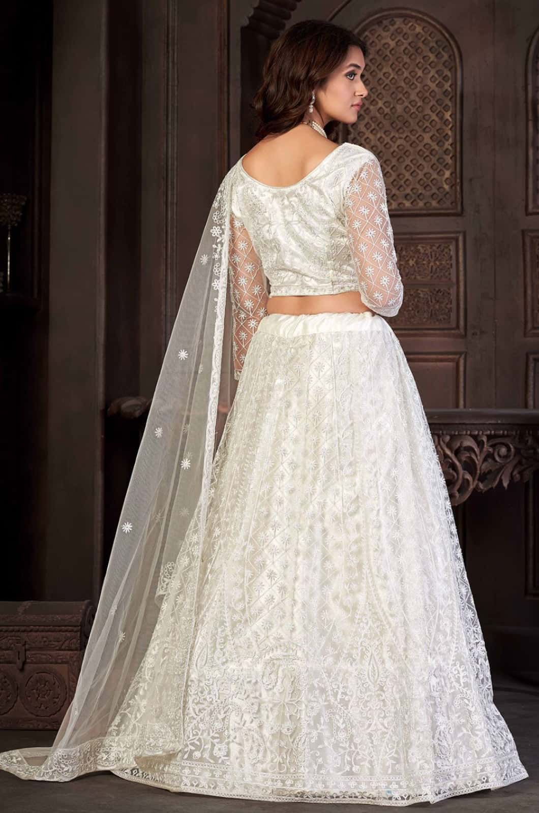 White Net Lehenga Choli - SFROY474806