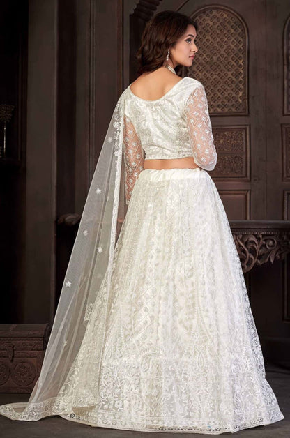 White Net Lehenga Choli - SFROY474806