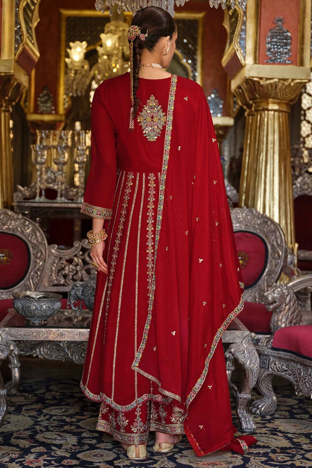 Red Wedding Sangeet Party Chinnon Salwar Kameez SFFK32304R