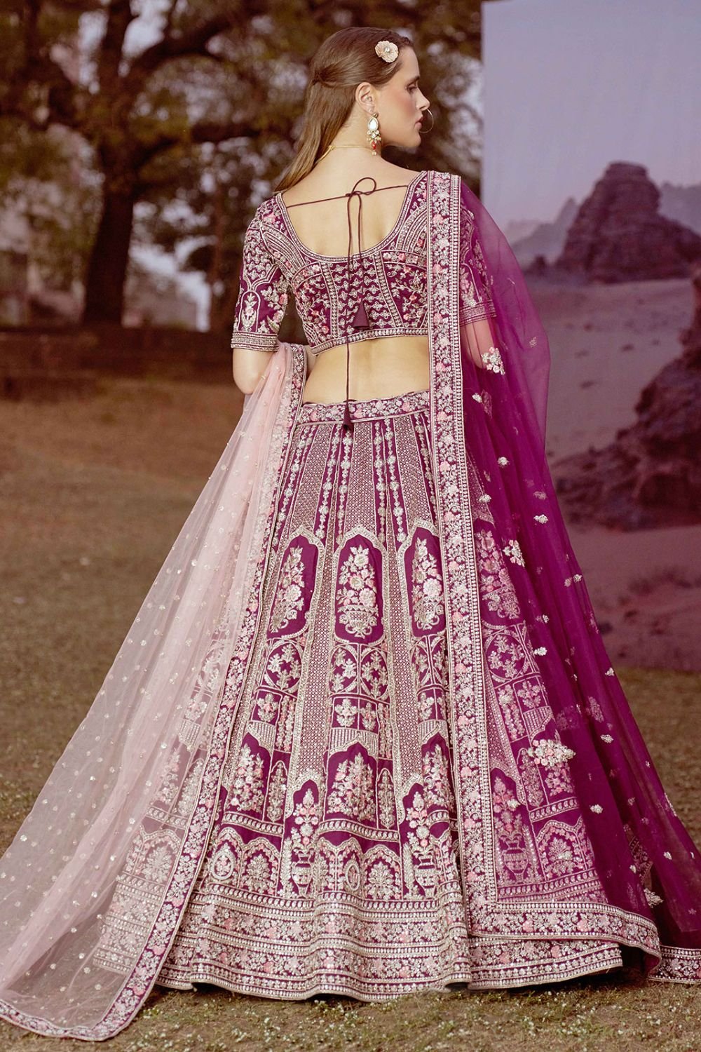 Purple Heavy Bridal Lehenga Choli In Silk SFROY522470