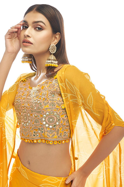 Yellow Organza Haldi Ceremony Lehenga Choli SFARY14404