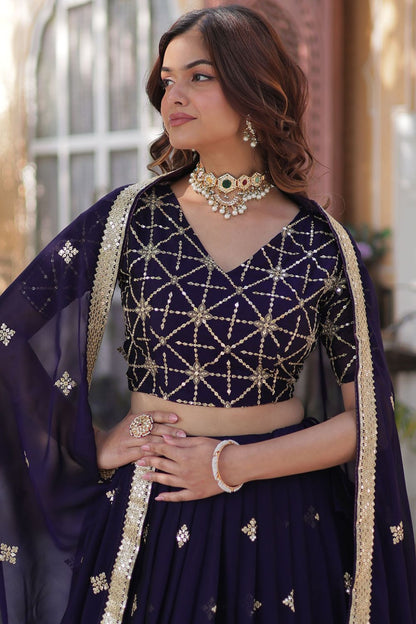 Purple Silk Partywear Lehengas - SFROY503901