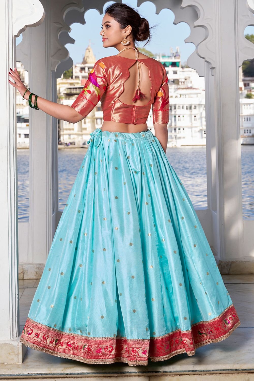 Blue Sangeet Silk Partywear Lehenga Choli Set SFROY508204R