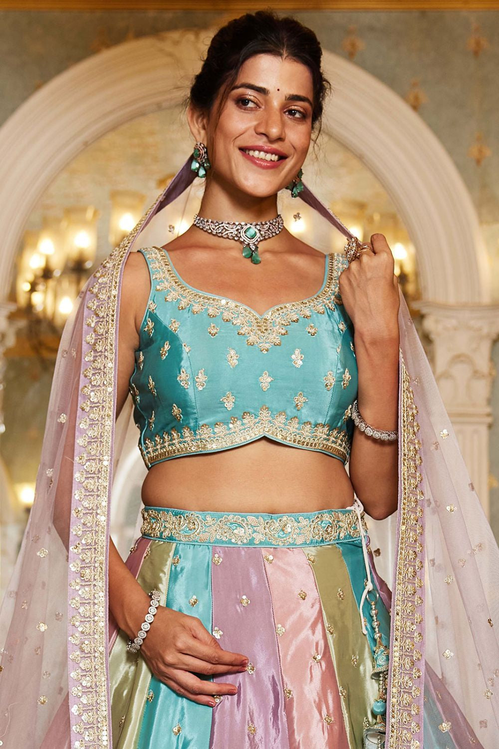 Yellow Multi Organza Wedding Lehenga Choli SFROY509007