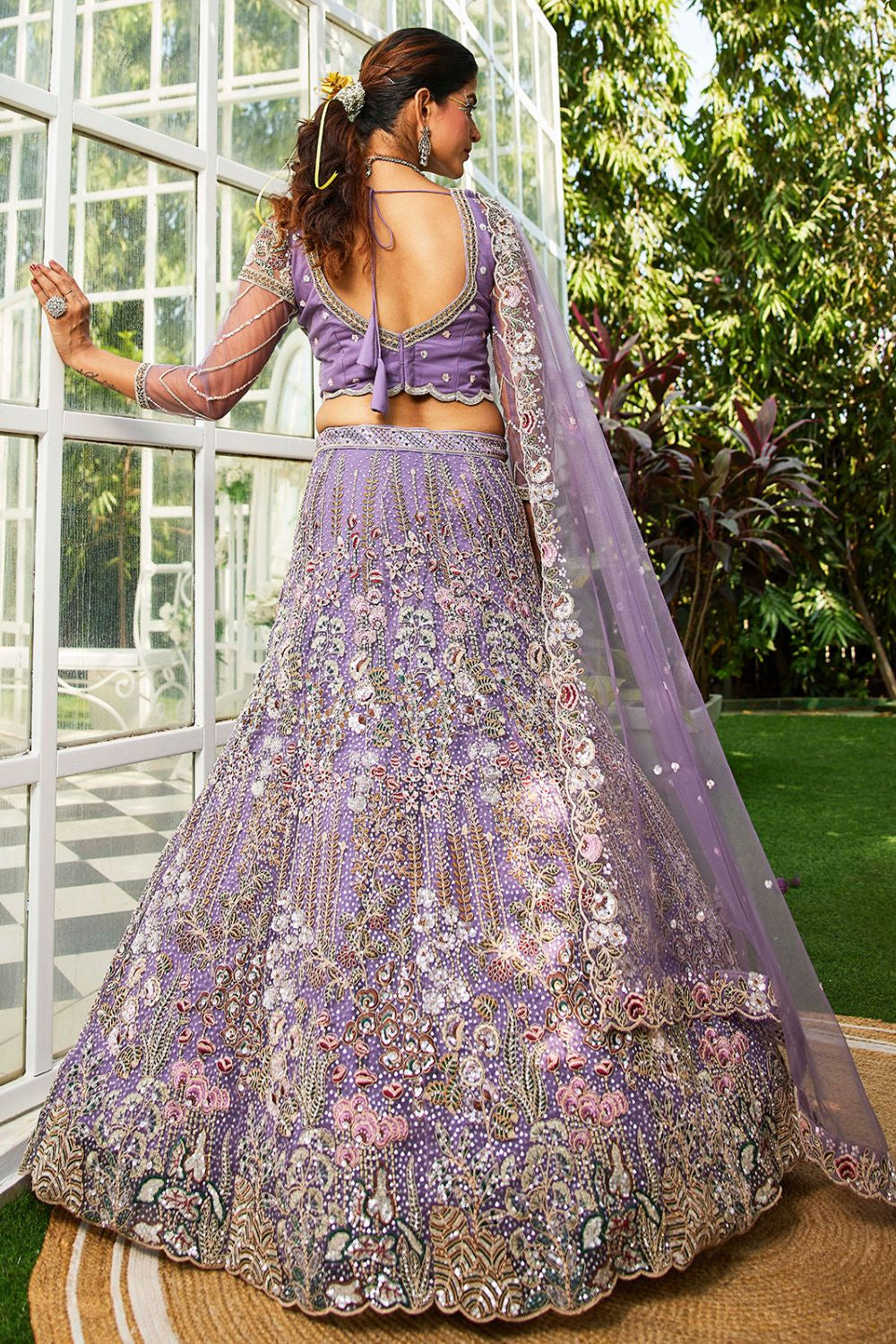 Purple Lavender Net Bridal Wedding Designer Lehenga SFROY509115