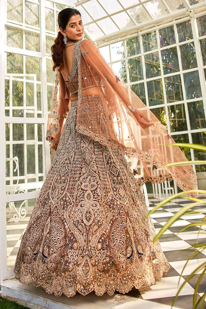 Brown Gold Bridal Wedding Designer Lehenga SFROY509120
