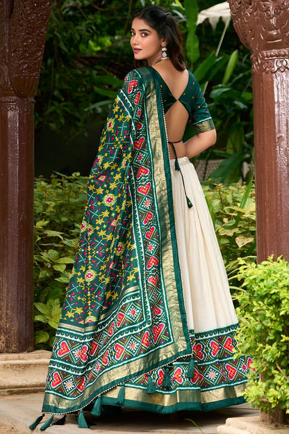 Cream Tussar Silk Navratri Lehenga Choli SFROY536601