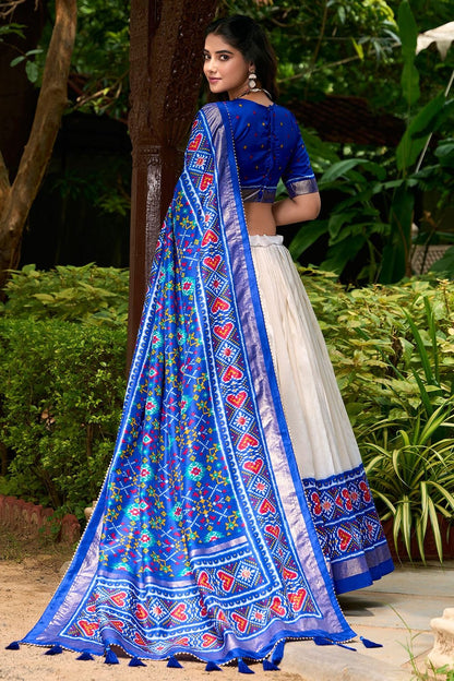 Cream Tussar Silk Navratri Lehenga Choli SFROY536603