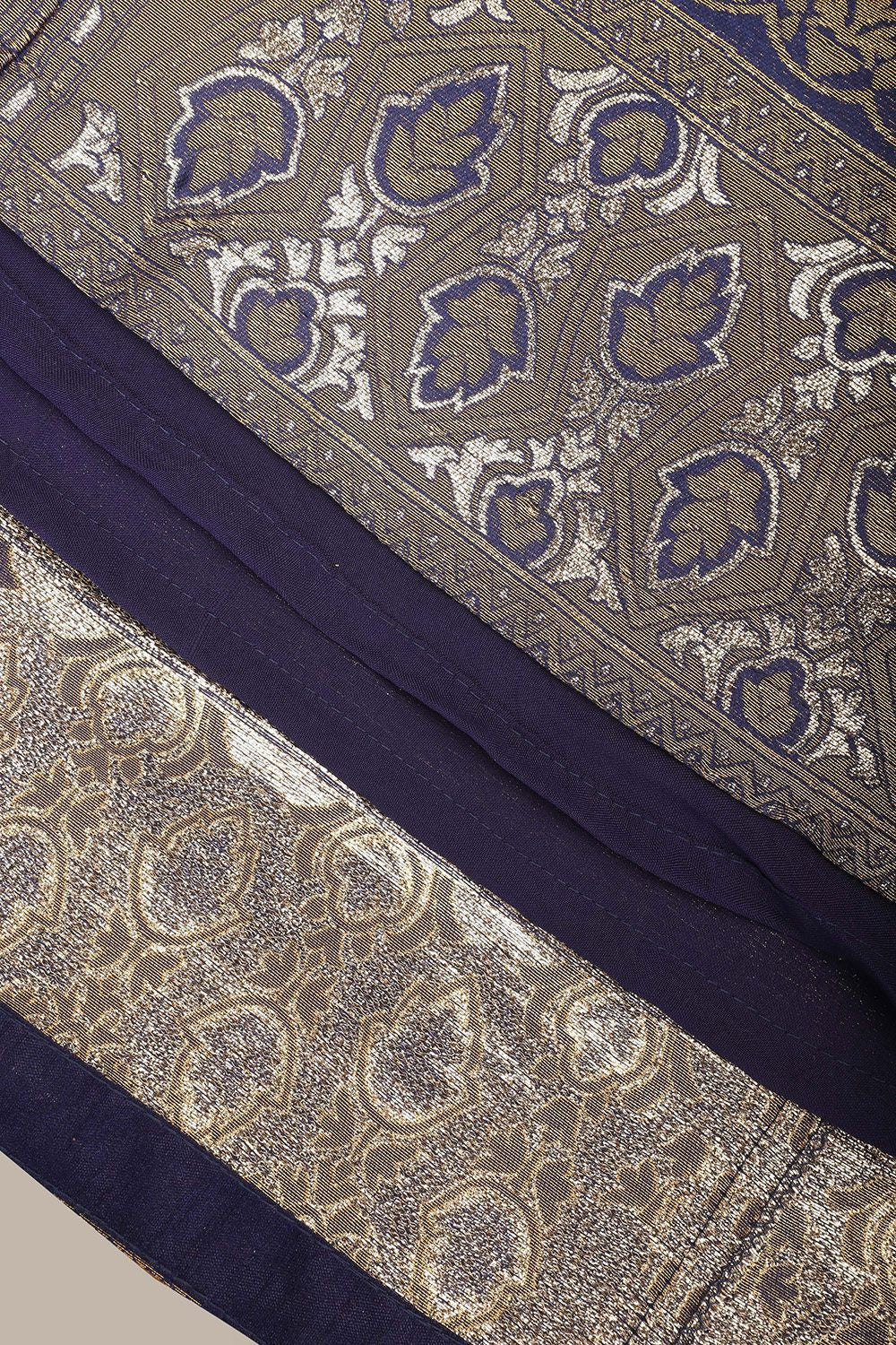 Blue Jacquard Navratri Lehenga Choli In Zari Work SFROY537102
