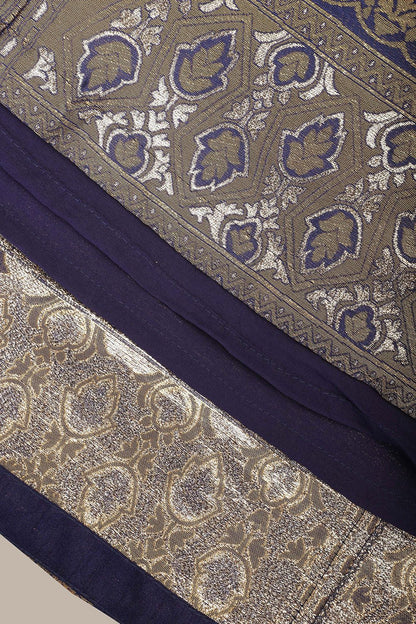 Blue Jacquard Navratri Lehenga Choli In Zari Work SFROY537102