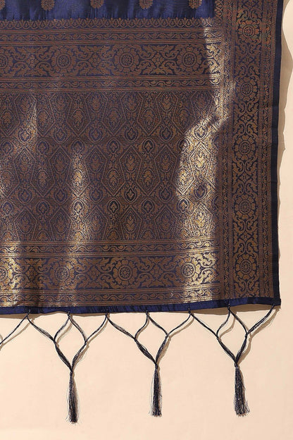 Blue Jacquard Navratri Lehenga Choli In Zari Work SFROY537102