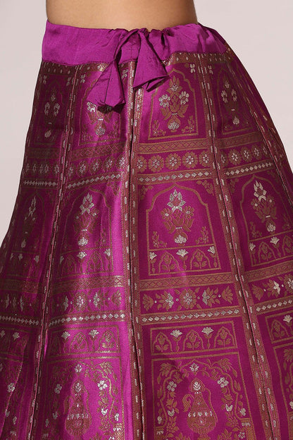 Magenta Jacquard Navratri Lehenga Choli In Zari Work SFROY537104
