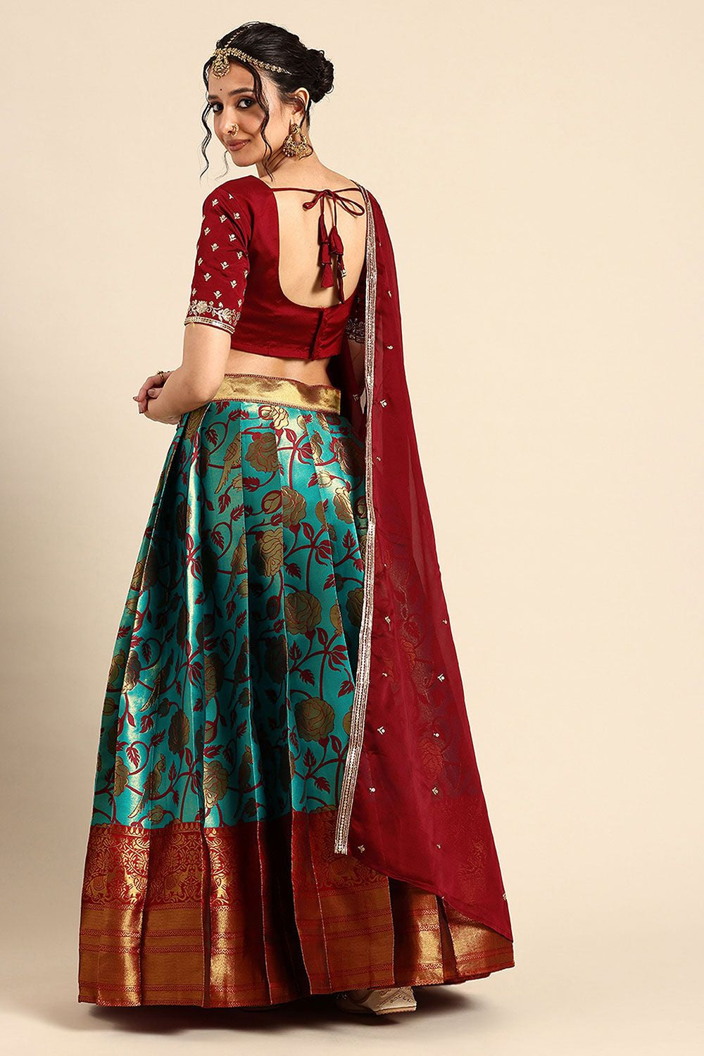 Blue Silk Navratri Lehenga Choli Set SFROY537404
